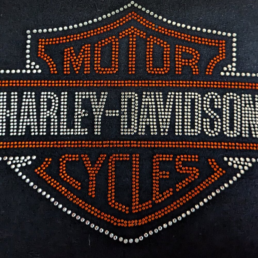 🔥🖤 Harley Davidson Black Logo Tee – Size L 🖤